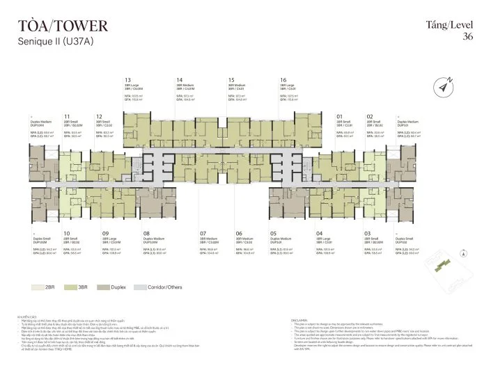 Mặt bằng tầng 36 Tòa The Senique 2 The Senique Hanoi