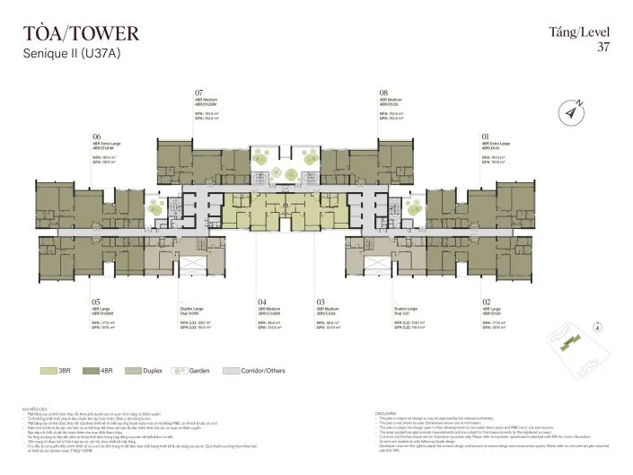 Mặt bằng tầng 37 Tòa The Senique 2 The Senique Hanoi