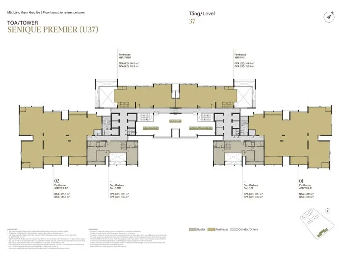 Mặt bằng tầng 37 tòa The Senique Premier