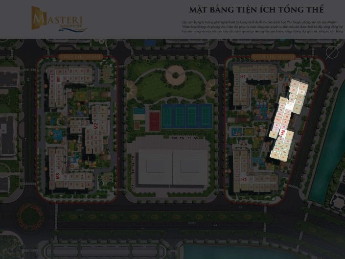 Mặt bằng tổng thể tiện ích khu đô thị Masteri Waterfront