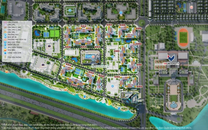 Bản đồ mặt bằng tổng thể phân khu Sapphire 2 và VinUniversity