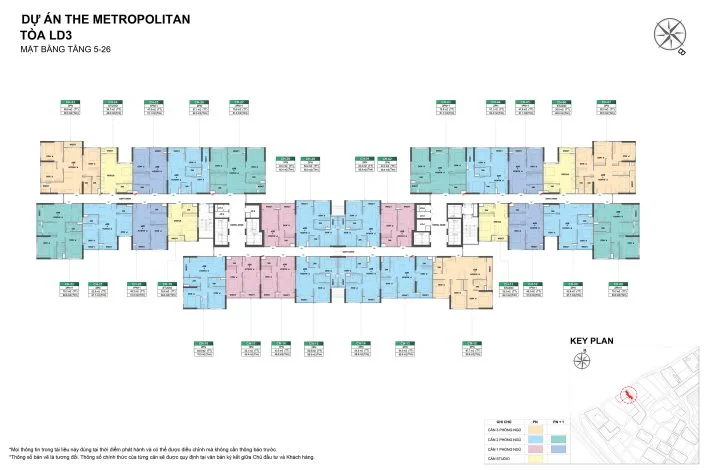 Mặt bằng điển hình tầng 5-26 tòa LD3 The London Vinhomes Ocean Park